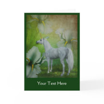 Unicorn White Lilies Fantasy Horse Photo Card
