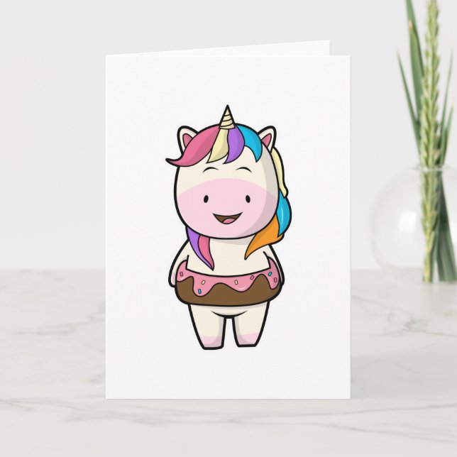 Unicorn with Chocolate donut Kort (Framsida)