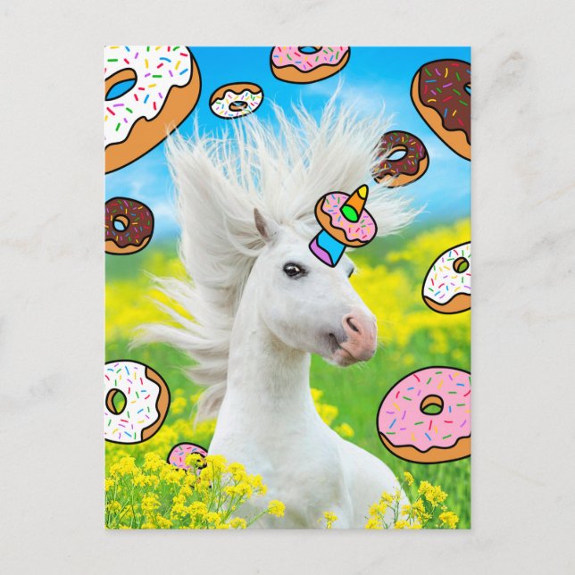 Unicorn with Donuts Inbjudan Vykort (Framsida)