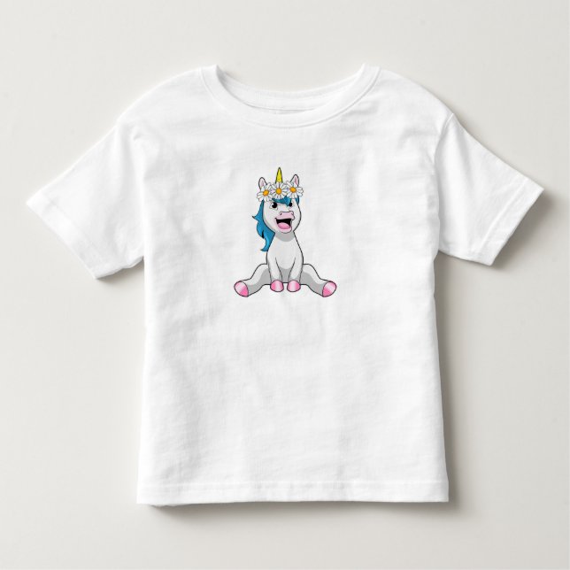 Unicorn with Flowers Daisy T Shirt (Framsida)