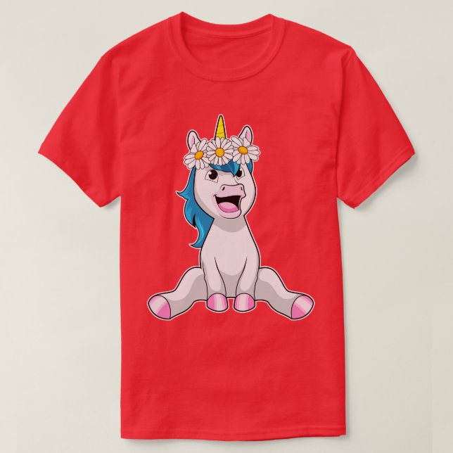 Unicorn with Flowers Daisy T Shirt (Design framsida)