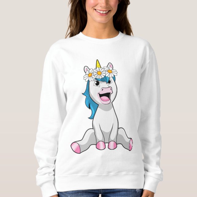 Unicorn with Flowers Daisy T Shirt (Framsida)