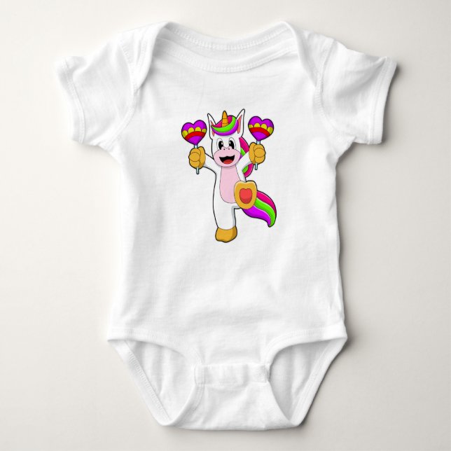 Unicorn with Hearts T Shirt (Framsida)