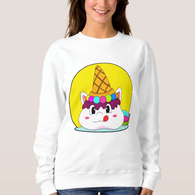 Unicorn with Ice kräm cone T Shirt (Framsida)