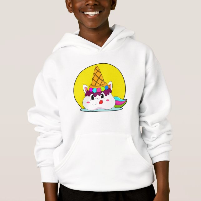 Unicorn with Ice kräm cone T Shirt (Framsida)