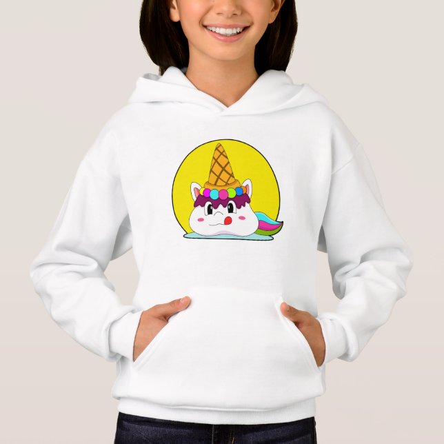 Unicorn with Ice kräm cone T Shirt (Framsida)