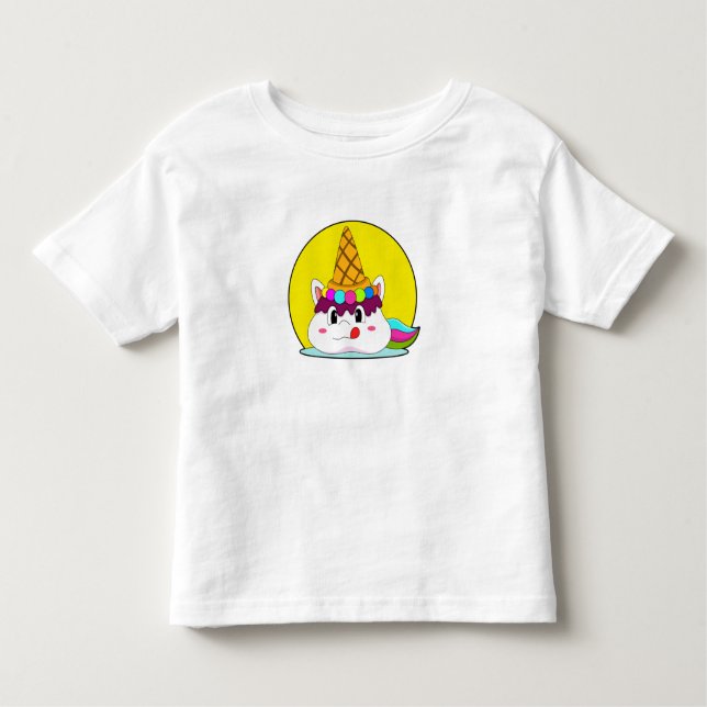 Unicorn with Ice kräm cone T Shirt (Framsida)