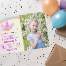 Unicorn with Magic Rainbow Birthday Girl
