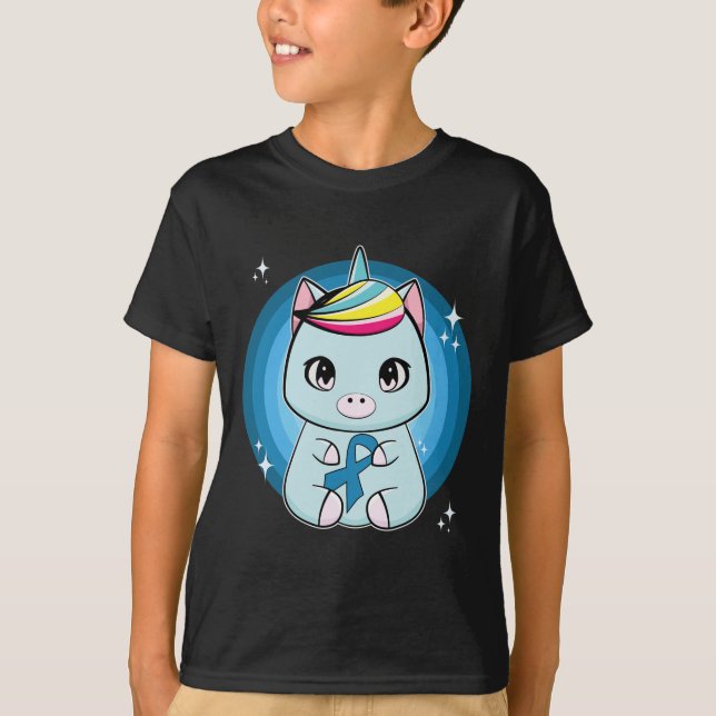 Unicorn with Ribbon Diabetes Awareness T Shirt (Framsida)