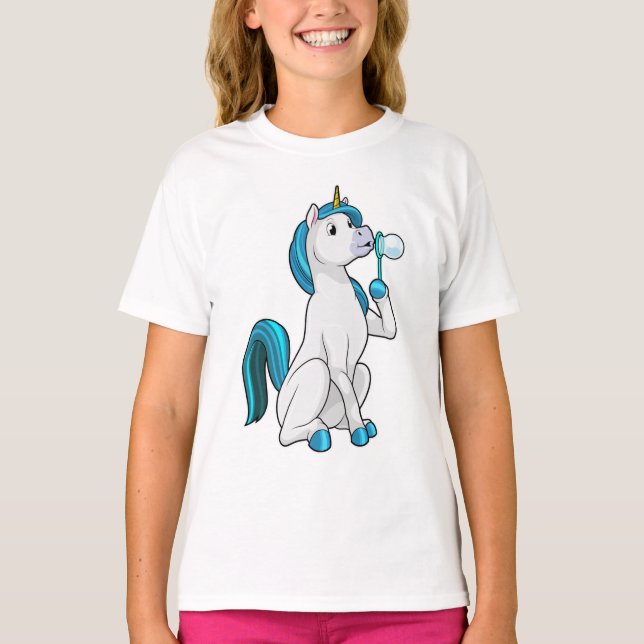 Unicorn with Soap bubbles T Shirt (Framsida)