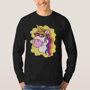Unicorn with sunglass Rainbow Creature Lycklig Hor T Shirt