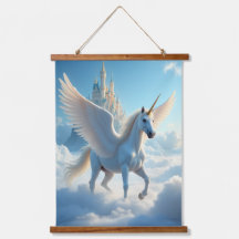 Unicorn Wood Topped Wall Tapestry One Panel