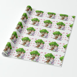 Unicorn & Woodland Friends Wrapping Papper Cute Presentpapper
