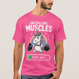 Unicorn Workout Gym Fitness Weightlyftande Living T Shirt