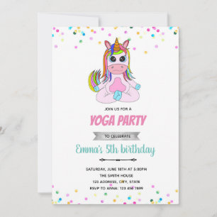 Unicorn yoga-gymnastisk inbjudan