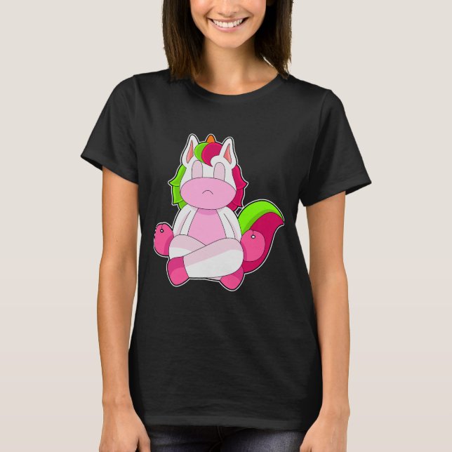 Unicorn Yoga Meditation Gymnastics T Shirt (Framsida)