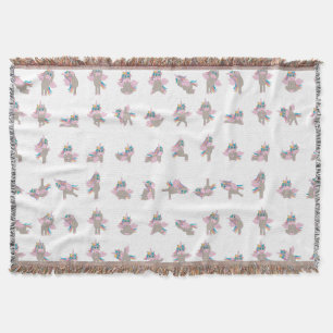 Unicorn Yoga Poses Mönster Design Filt