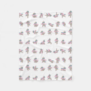 Unicorn Yoga Poses Mönster Design Fleecefilt
