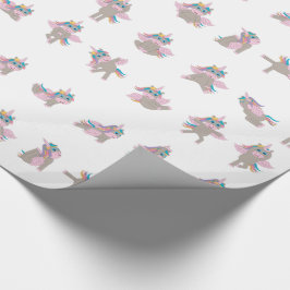 Unicorn Yoga Poses Mönster Design Presentpapper