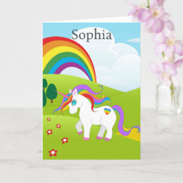 Unicorn Young Girls Birthday Personalize Namn Age Kort