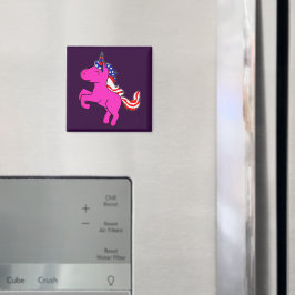 Unicorn Ypils Rosa Patriotic USA flagga Mane Art Magnet