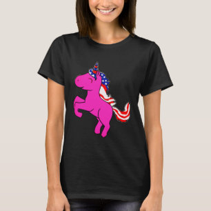 Unicorn Ypils Rosa Patriotic USA flagga Mane Art T Shirt