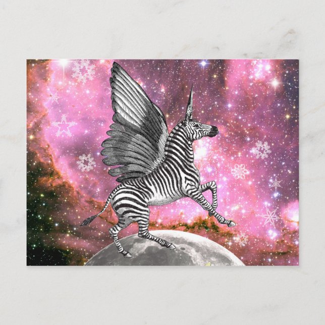 Unicorn Zebra Pegasus Vykort (Framsida)