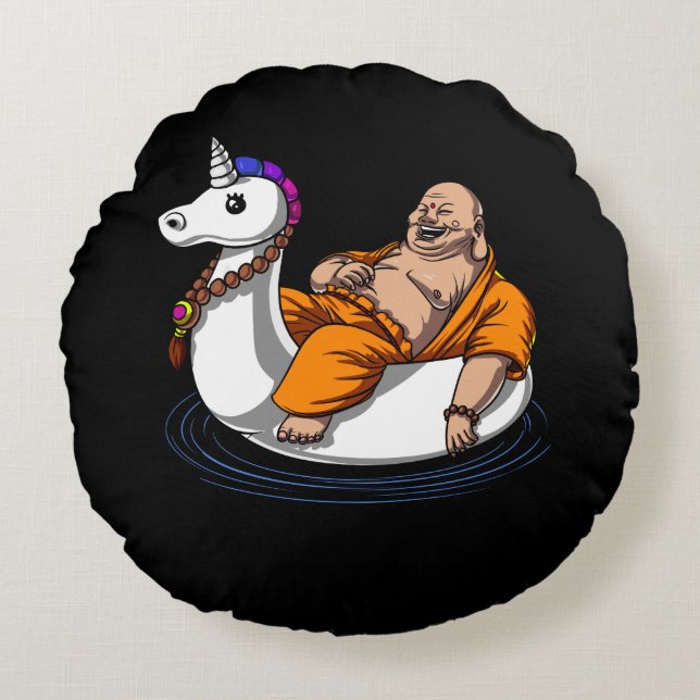 Unicorn Zen Yoga Rund Kudde (Framsidan)
