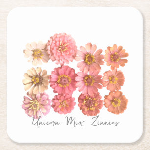 Unicorn Zinnia Collage Papper Underlägg Kvadrat