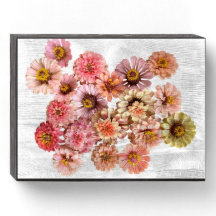 Unicorn Zinnias Wood Box-tecken