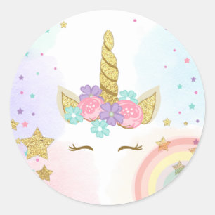 Unicornansiktefavören märker den Magical Runt Klistermärke