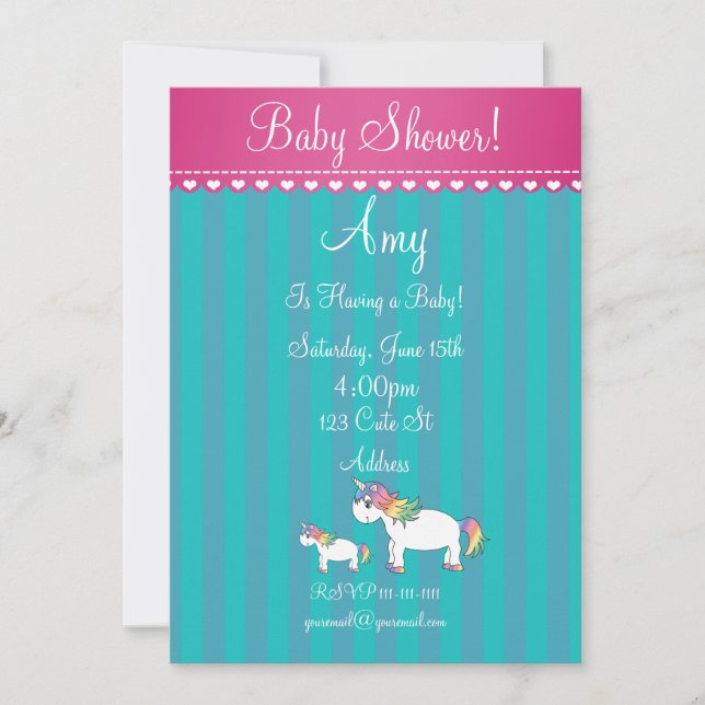 Unicornbaby showerinbjudan inbjudningar (Framsida)