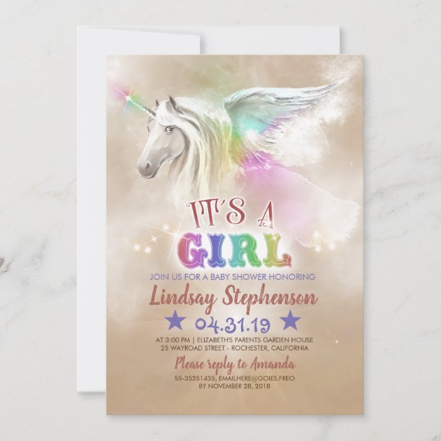 Unicornbaby showerinbjudningar inbjudningar (Framsida)