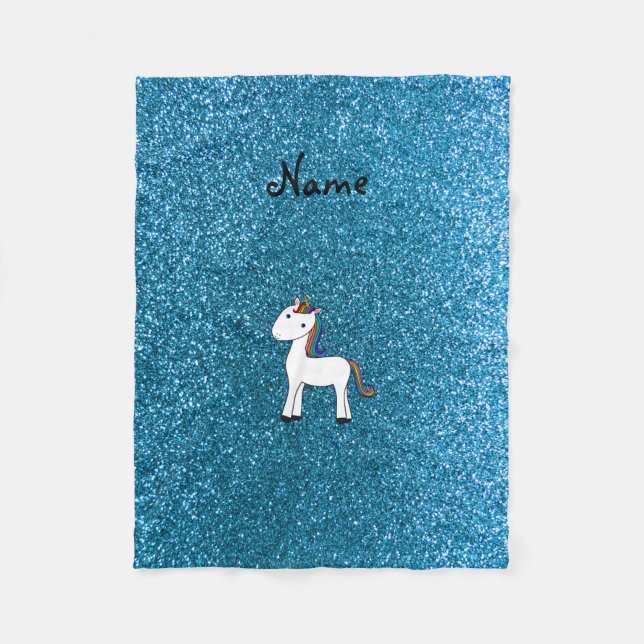Unicornblått glitter i personlig fleecefilt (Framsidan)