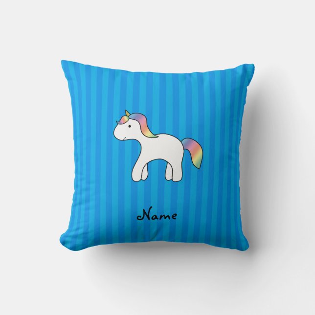 Unicornblått rand i personlig vid baby kudde (Framsida)