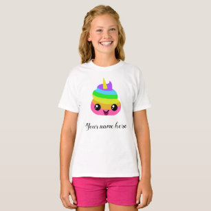 UnicornEmoji Poop skräddarsy namn T Shirt