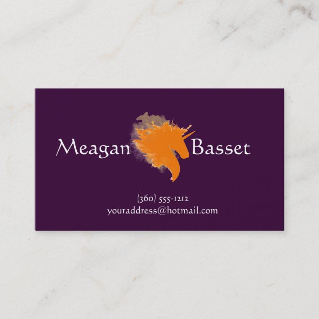 Unicornen avfyrar på visitkort (Framsida)