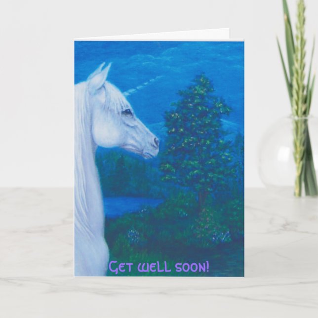 Unicornen "får det väl" hälsningkortet kort (Framsida)