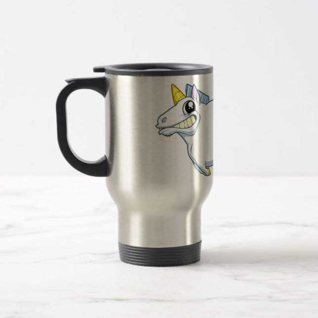 Unicornen fiser travel mug resemugg (Vänster)