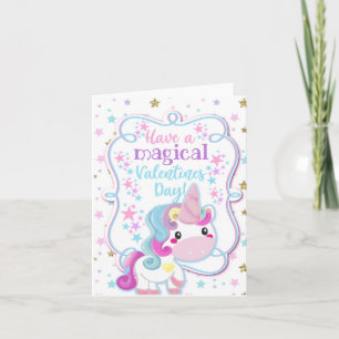 Unicornen har Magical ungar för en valentines day Kort