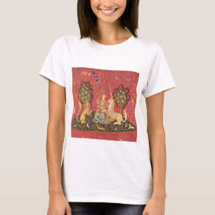 Unicornen och den jungfru- medeltida tapestryen tee shirt