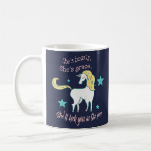 Unicornen skönhet, nåd, sparkar i ansiktet som kaffemugg