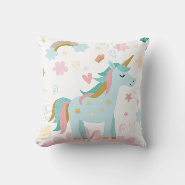 Unicornen tror i magisk Playroom kudder Kudde (Framsida)