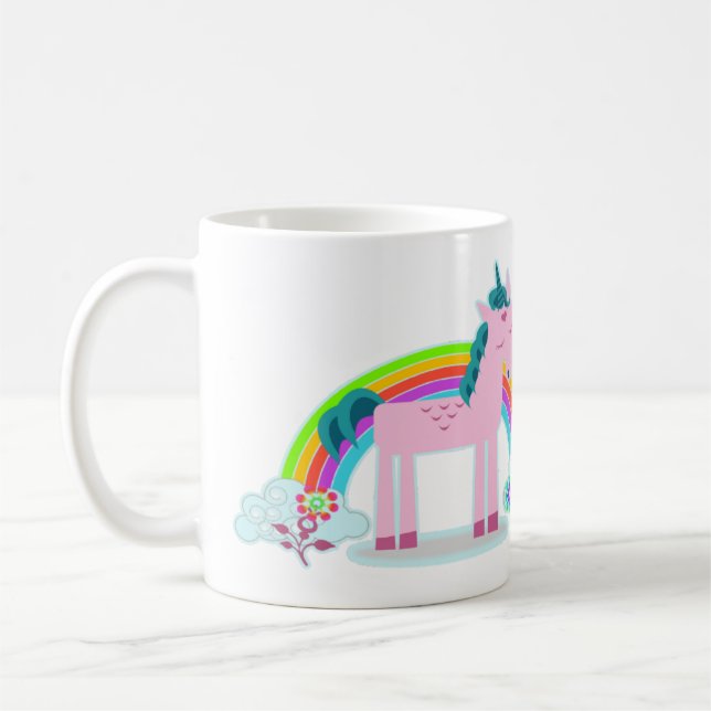Unicornen tror precis i dina drömmar kaffemugg (Vänster)