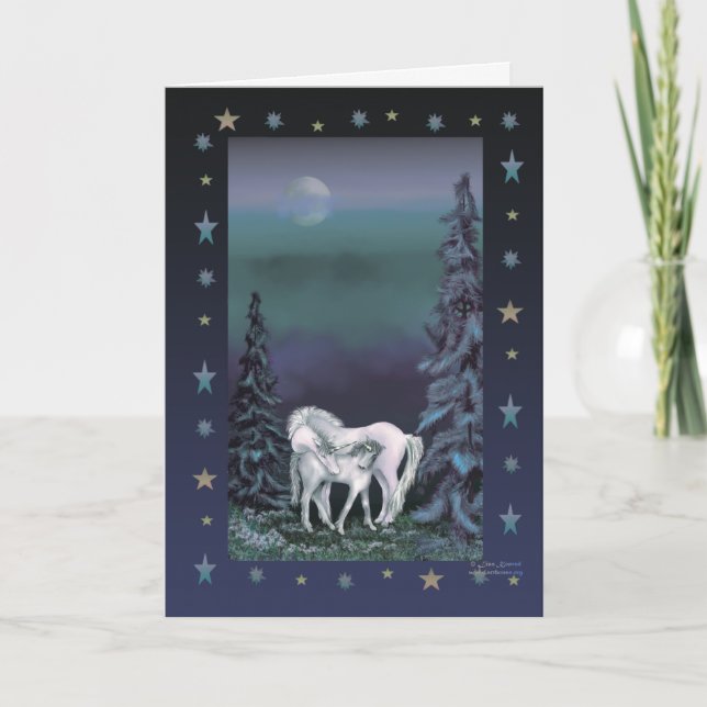 Unicornfamiljjulkort Helgkort (Framsida)