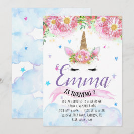 Unicornfödelsedaginbjudan Inbjudningar