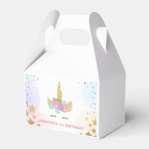 Unicornfödelsedagsfestfavören boxas Magical rosa Presentaskar