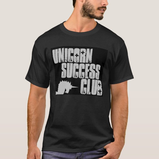 Unicornframgångklubb, i svart t shirt (Framsida)