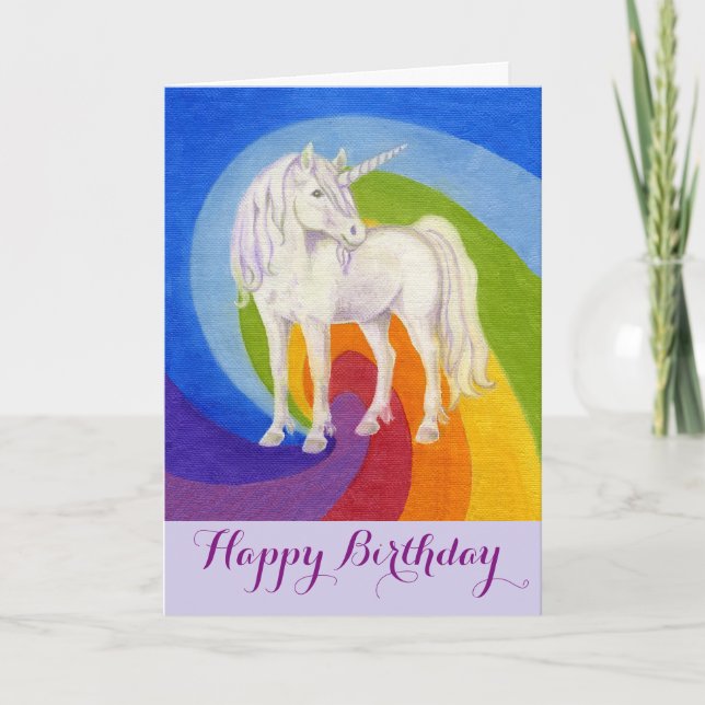 Unicorngrattis på födelsedagenkort kort (Framsida)