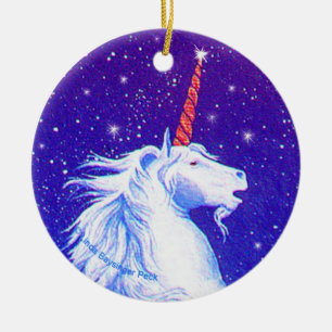 Unicornhuvud Julgransprydnad Keramik